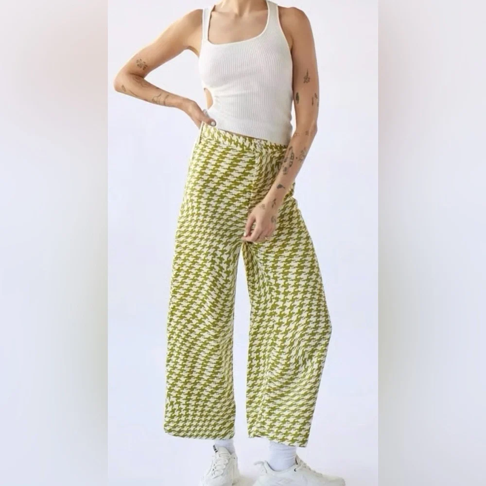 Urban Outfitters Green Palazzo Pants Womens Medium High Rise Boho Retro - Picture 8 of 16